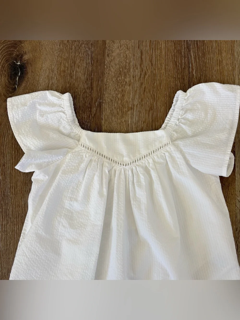 NWOT Janie and Jack White Flutter Sleeve Cotton Seersucker Top Sz: 4T | Summer